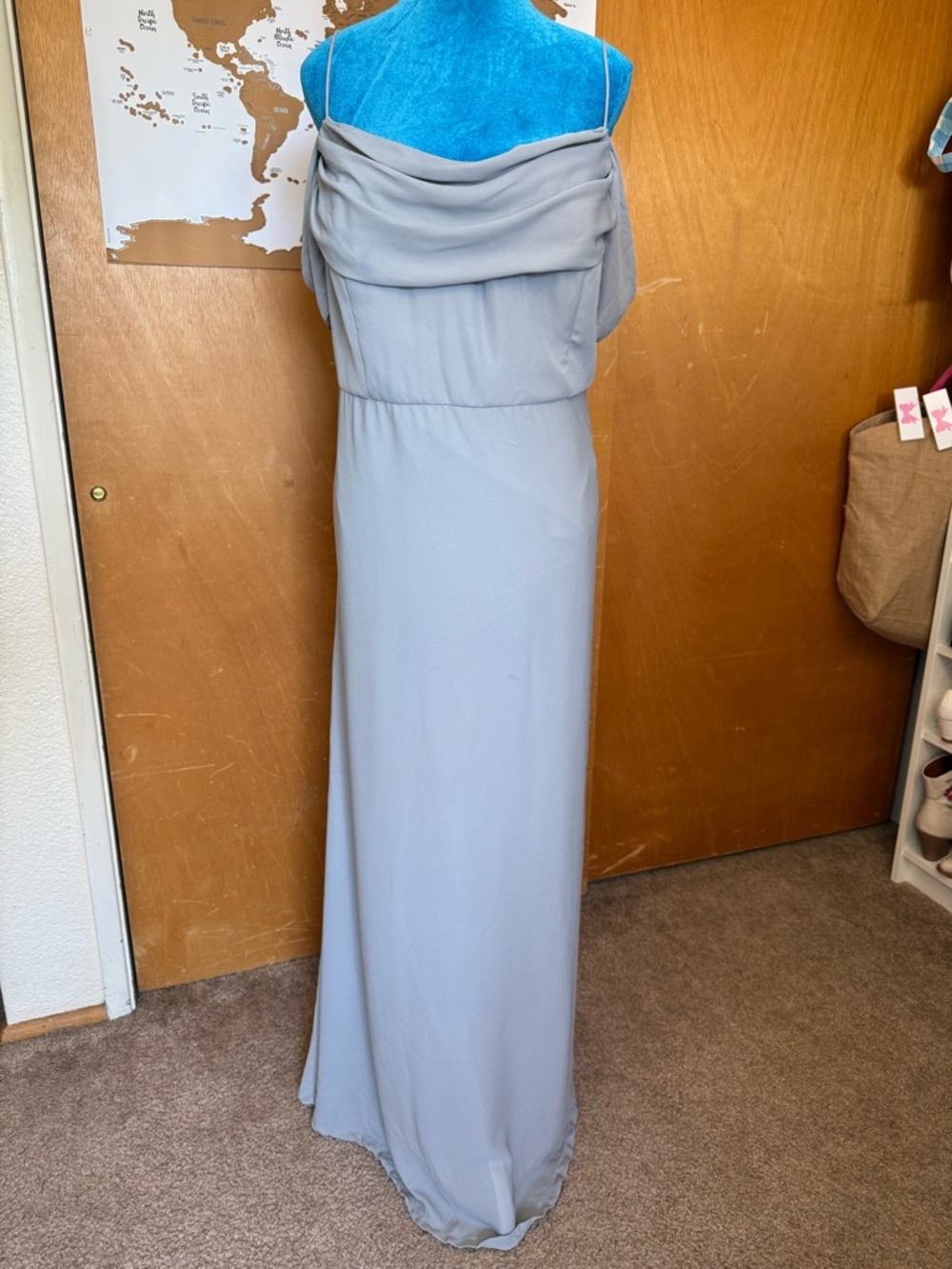 Watters French Blue Off-Shoulder Maxi Dress